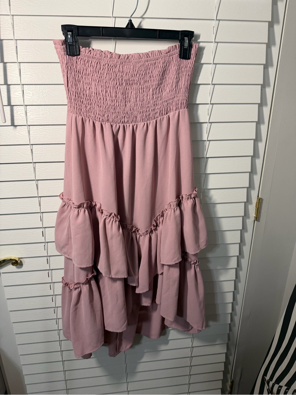 Grace Karin Dusty Pink Smocked Strapless Maxi Dress